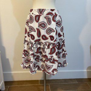 NWT Dodo Bar Or Knee Length White Paisly Print Skirt